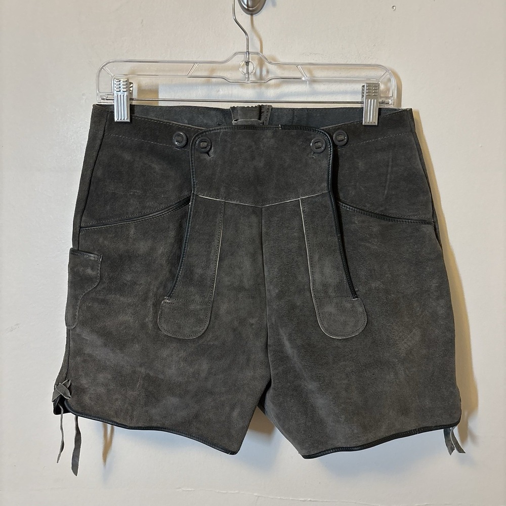 Lederhosen Shorts Leather Suede Men's 30" Waist Octoberfest Beer Garden Gray